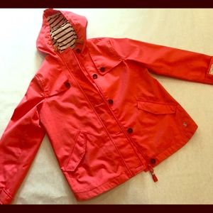 Joules Waterproof lined pea coat raincoat in coral